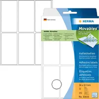 Herma Vielzwecketiketten 34 x 67 mm, weiß, 192 Etiketten, abziehbar + wiederhaftend, für Handbeschriftung