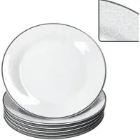 MamboCat 6x Venedig Kuchenteller Ø20,5cm Porzellan Weiß Relief Dessert Frühstück Salat