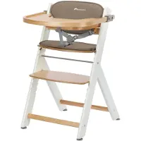 Bebeconfort Timba 2 + Kissen, Mitwachsender Hochstuhl, 6 Monate – 10 Jahre, abnehmbares Tablett, verstellbarer Sitz und Fußstütze, Light Wood, Beige