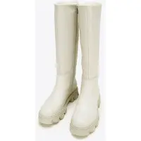 WITTCHEN Damen-Lederstiefel mit dicker Sohle und Reißverschluss, graubeige