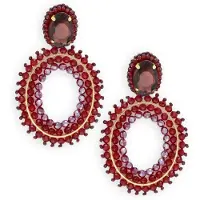 PAULIE POCKET Damen Schmuck Oval Stone Earrings - Bordeaux - Größe ONESIZE