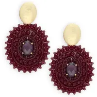 LOTT. gioielli Damen Schmuck Ce Si Filled Oval 3 Rings W/ Stone M - Bordeaux - Größe ONESIZE