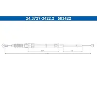 Ate Seilzug Feststellbremse 24.3727-3422.2 für Seat VW Audi Skoda Ibiza V Arona