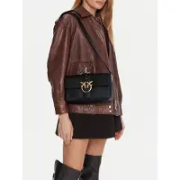 Pinko Umhängetasche Love One Classic Slouchy FL Nero - Antique Gold schwarz