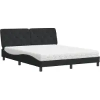 vidaXL Bett mit Matratze Schwarz 180x200 cm Samt