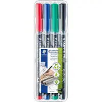 Staedtler Lumocolor 313 Marker permanent Schwarz Rot Blau Grün 0.4 mm extrafein Packung mit 4 universal pen set of 4 colours in box line width S (313 WP4)