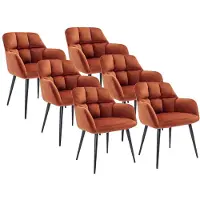 Vente-unique Set von 6 Stühlen mit Armlehnen aus Velours und Metall - Terracotta - PEGA