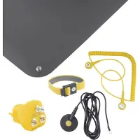 Bernstein ESD Handling Set 5-tlg Matte schwarz (900x610x1,5)Armband 2 Kabel Erdungsstecker