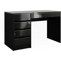 Vicco Schreibtisch Sherry Schwarz Hochglanz 55 x 120 cm mit Schubladen, Model 57921
