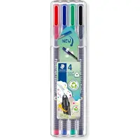 Staedtler 334 SB4, Schwarz, Blau, Grün, Rot, Grau, Polypropylen (PP), Dreieck, Tinte auf Wasserbasis, Metall