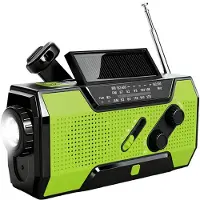 Brixy Emergency Radio - Radio mit Batterie für Notfälle - 5000 MAH - aufwickelbar - Solar - Taschenlampe - Powerbank - Grün