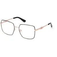 GUESS GU2953 Damen-Brille inkl. Gläser Vollrand Eckig Metall-Gestell 56/17/140, schwarz