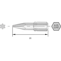 Bernstein 6-TX09-25 Torx-Bit HRC-Stahl hochlegiert C 6.3 6 St.