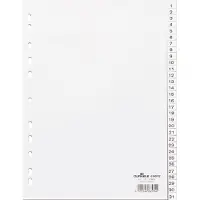 Durable 616002, Numerischer Registerindex, Weiß, Porträt, A4, 230 mm, 297 mm