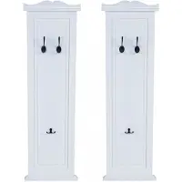 Autre 2er-Set Garderobe Wandgarderobe Garderobenpaneel Wandhaken 109x28x4cm ~ weiß lackiert