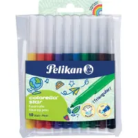 Pelikan 985663, Fein, 10 Farben, Schwarz, Blau, Braun, Grün, Hellblau, Hellgrün, Orange, Rot, Violett, Gelb, 1 mm, Mehrfarbig, Dreieck