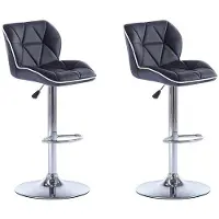 Vente-unique Barhocker 2er-Set höhenverstellbar - Kunstleder - Schwarz - CALVIN