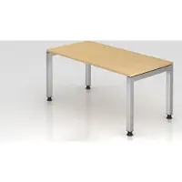 Proregal Schreibtisch Pejo | Ahorn | Silber Gestell | BxT 160x80cm | Arbeitshöhe 68-76cm | höhenverstellbar | 4-Fuß-Gestell eckig