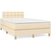 Syfax Boxspringbett mit Matratze Creme 120x200 cm Stoff