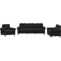 vidaXL 3-tlg. Sofagarnitur mit Kissen Schwarz Samt