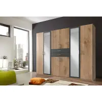 Freiraum Kleiderschrank Drehtürenschrank Schlafzimmerschrank Schrank Schlafen "Drugi II" Plankeneiche/Graphit