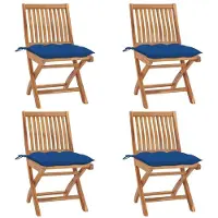 vidaXL Möbel Klappbare Gartenstühle mit Kissen 4 Stk. Massivholz Teak - Gartensessel 3072832