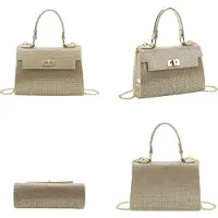 Avizar , Damen Abendtasche mit glänzender Mesh-Optik und Kette, Gold