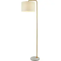 Licht-Erlebnisse Stehleuchte Metall Stoff E27 155 cm in Gold Antik Weiß Kugel Schirm Modern