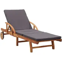 Helloshop26 - Sonnenliege Deckstuhl Sonnenbett Gartenbett Terrassenmöbel mit Kissen massives Akazienholz 02_0012347