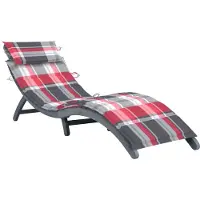 Helloshop26 - Sonnenliege Deckstuhl Sonnenbett Gartenbett Terrassenmöbel mit grauem Kissen massives Akazienholz 02_0012464