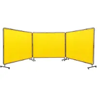 Vevor 3-Panel-Schweißvorhang 1,8 x 2,4 m Schweißschutzvorhang aus Flammhemmendem Vinyl Schweißschutzwand mit 12 Schwenkrädern und einem 6-stufigen UV-Schutz Schweißerdecke Schweißschutz Gelb