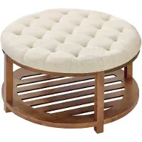 Vevor runder großer Couchtisch (810 x 810 x 476 mm) mit Ablagefläche aus Massivholz