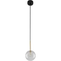 Licht-Erlebnisse Hängelampe Metall Glas Ø 12 cm rund H: max. 160 cm in Schwarz Gold G9 Kugel Schirm Retro Design Pendelleuchte