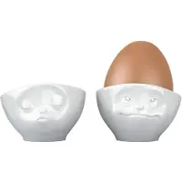Tassen Eierbecher Set - küssend/verträumt weiß