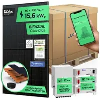Solarway 15,6kW Solaranlage mit Speicher Deye 12 kW Bifazial inkl. Montagesystem, App & WiFi