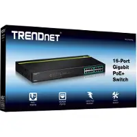 Trendnet TPE TG160G - Switch - 16 x 10/100/1000 (PoE+) - an Rack montierbar - PoE+ (246 W) - TAA-konform