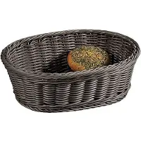 Kesper Brotkorb 19826, geflochten, aus Kunststoff, 29,5 x 23 x 9,5 cm, oval, grau
