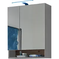 Die Möbelfundgrube Spiegelschrank grau Evoke Eiche 60 cm - mit Beleuchtung - DALIA