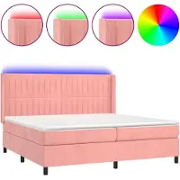 Syfax Boxspringbett mit Matratze & LED Rosa 200x200 cm Samt