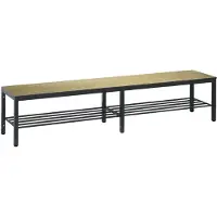 C+P Umkleidebank Basic Plus, für Feuchträume, ohne Rückenlehne, 6-Fußgestell schwarzgrau RAL 7021, mit Schuhrost, B 1960 mm, Dekor Eiche Serrano