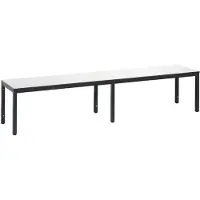 C+P Umkleidebank Basic Plus, für Feuchträume, ohne Rückenlehne, 6-Fußgestell schwarzgrau RAL 7021, ohne Schuhrost, B 1960 mm, Dekor weiß
