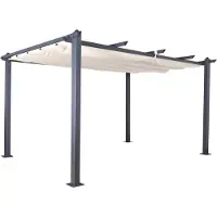 Jet-Line | Pavillon Luxor light| Pergola Überdachung | Sonnenschutz | Terrasse Garten | anthrazit-beige | 4 x 3 m | Aluminium | UV Schutz |