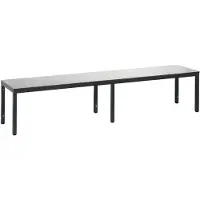 C+P Umkleidebank Basic Plus, für Feuchträume, ohne Rückenlehne, 6-Fußgestell schwarzgrau RAL 7021, ohne Schuhrost, B 1960 mm, Dekor silbergrau