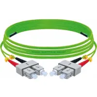 Exertis Connect LWL Patchkabel, 50/125 µm, OM5-Faser, SC Duplex Stecker/Stecker, UPC, lindgrün, 10 m UPC-Schliff
