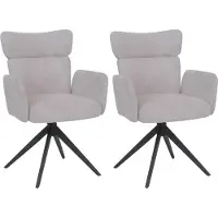 Mendler 2er-Set Esszimmerstuhl MCW-N11, Stuhl, drehbar Auto-Return Stoff Bouclé 350g/m² hellgrau, Beine dunkelgrau