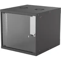 Intellinet 19" Wandverteiler, Basic Line, 9 HE, 487 (H) x 540 (B) x 560 (T) mm, Flatpack, Schutzklasse IP20, schwarz, Wandmontiertes Regal, 9U, 50 kg, 13,2 kg, Schwarz