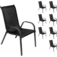 Mojawo 8er Outdoorstuhl Gartenstuhl Stapelstuhl Metall Anthrazit schwarz