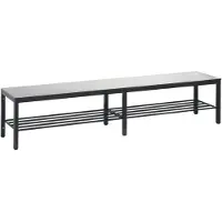 C+P Umkleidebank Basic Plus, für Feuchträume, ohne Rückenlehne, 6-Fußgestell schwarzgrau RAL 7021, mit Schuhrost, B 1960 mm, Dekor silbergrau