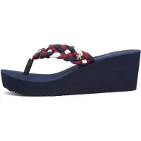 Tommy Hilfiger für Damen. FW0FW09198 Flip Flops Dalya navy (40), 3 bis 5 cm, Keine, Lässig, Strandbekleidung, Marine