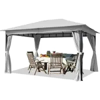 TOOLPORT Gartenpavillon 3x4 m ca. 180g/m² Dachplane wasserdicht Pavillon mit 4 Seitenteilen grau